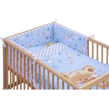 Dětská postýlka Postýlka buk přírodní 120x60cm s výbavou - GRISI modrá - Scarlett