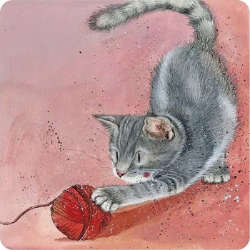 Podtácek Podtácek s kočkou s klubíčkem - design Alex Clark