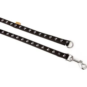 Vodítko pro psa BAFPET Vodítka popruhová TLAPKY Barva: Černá, Rozměr: 15mm x 150cm 18208T