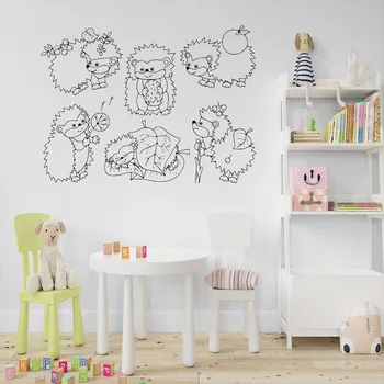 Samolepící dekorace Živá Zeď Samolepka na zeď Ježečci Barva: černá