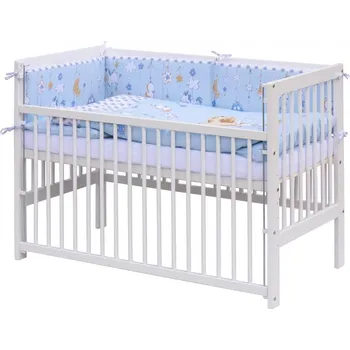 Dětská postýlka Postýlka buk bílá stahovací bok 120x60cm s výbavou - GRISI modrá - Scarlett