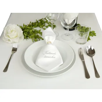 Papírový ubrousek Svatební ubrousek 100%ba 46x46cm s výšivkou TATÍNEK ŽENICHA bílá