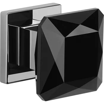 Dveřní kování AS - MADLO QUINCE - HR 7S bez spodní rozety, madlo pevné ks OC/černý křišťál - Chrom lesklý / černý křišťál