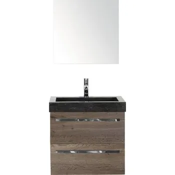Koupelnový nábytek Koupelnový nábytkový set Sanox Seville barva čela Tabacco ŠxVxH 61 x 170 x 45,5 cm s umyvadlem z přírodního kamene a zrcadlem