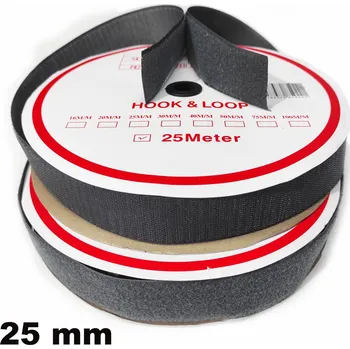 Zip Pásek na suchý zip Háček a Smyčka set barva grafitová 25 mm balení 25 m