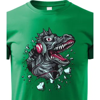 Chlapecké tričko Dětské tričko Dino sluchátka, Barva Zelená, Velikost 134 cm/8 roků, Canvas Dětské tričko Bezvatriko.cz 1970
