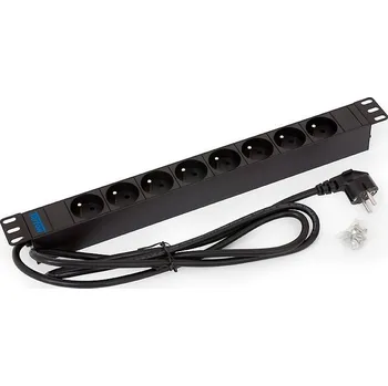 Rozvaděč Rozvodný panel Triton RAB-PD-X01-A1 Rozvodný panel, 19", 8 x zásuvka CZ, kabel 3 x 1.5 mm 2m, CZ-DE, RAL9005 RAB-PD-X01-A1