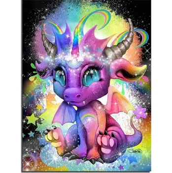 Diamantové malování Diamantové malování - Duhový drakorožec - č. 511 40x50 cm