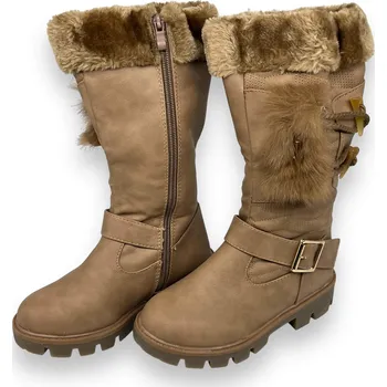 Dívčí zimní obuv Linshi Dívčí oříškové zimní kozačky Hnědá 33