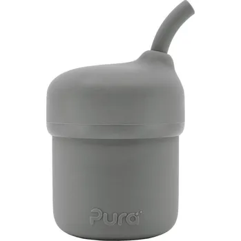 Kojenecká láhev Pura Silikonový hrníček s brčkem My-my Šedá