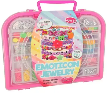 Dětské navlékací korálky Emoticon Jewelry Korálky pro výrobu šperkových náramků v růžovém pouzdře