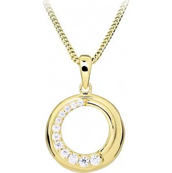 Náhrdelník Silver Cat Překrásný pozlacený náhrdelník s kubickými zirkony SC492 (řetízek, přívěsek) + 2 měsíce na vrácení zboží