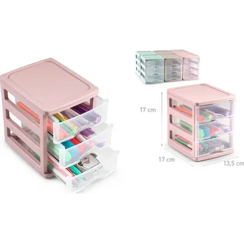 Úložný box PlasticForte Box se zásuvkami TURIA 14x17x17cm, mix barev