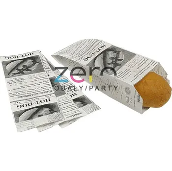 Sáček na potraviny Sáček papírový 70/40x190 mm, 1vrstvý (párek v rohlíku) - bílý s tiskem noviny