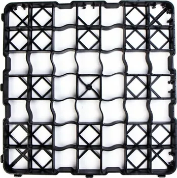 Venkovní dlažba Černá plastová zátěžová zatravňovací dlažba N50 - 49,5 x 49,5 x 5 cm