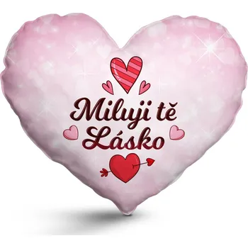Polštář Sablio 3D polštář ve tvaru srdce: Miluji tě lásko