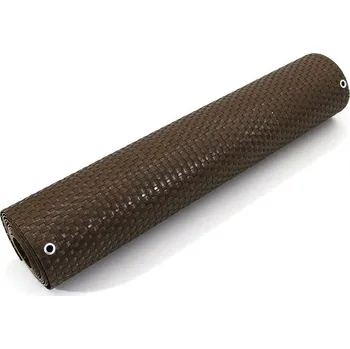 Příslušenství pro plot Plastová ratanová stínící rohož \"umělý ratan\" s oky (tmavý ořech) - 300 x 75 cm