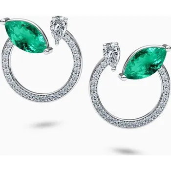 Náušnice Korbička Šperky 002 -bílé zlato/zelená