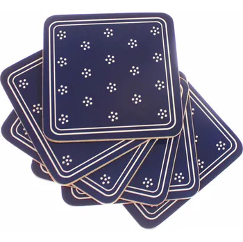 Podtácek Korková podložka pod šálek Květy modrá, 10 x 10 cm, sada 6 ks