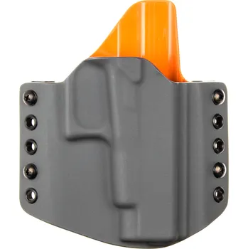Příslušenství pro sportovní střelbu RH Holsters OWB - Glock 48 - vnější kydexové pouzdro - poloviční sweatguard - tmavě šedá/oranžová Pouzdro je pro: Levák
