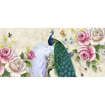 Diamantové malování Diamantové malování - Páv s květinami - č. 188 80 x 40 cm