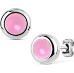 Ocelové náušnice růžový kámen 6mm