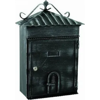 Železářství MP-KOVÁNÍ Poštovní schránka kované železo černá patina stříbro 43,5x29x13,5cm
