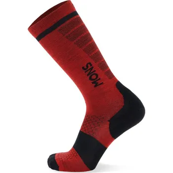 Pánské ponožky merino ponožky Mons Royale PRO LITE MERINO SNOW SOCK retro red Černá M (39-41)