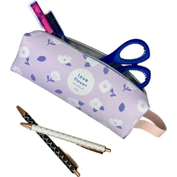 Penál Školní pouzdro KYTIČKY -světle fialová