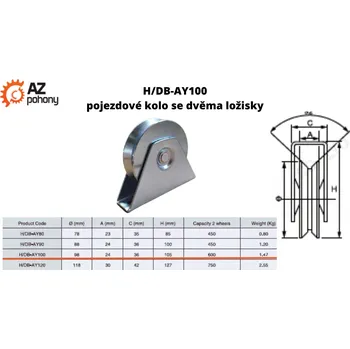 Pojezdové kolečko H/DB-AY100 - pojezdové kolo se dvěma ložisky