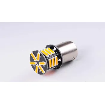 Autožárovka žárovka LED 12V 21W BA15s oranžová 21xLED 7020