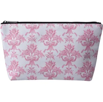 Kosmetická taška Bílo - růžová toaletní taštička s kyticemi Pouquet - 26*6*16 cm