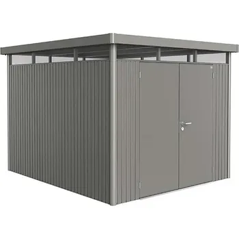 Zahradní domek Domek na nářadí Biohort HIGHLINE H5, šedý křemen, dvoukřídlé dveře BH88069