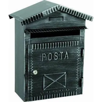 Železářství MP-KOVÁNÍ Poštovní schránka kované železo černá patina stříbro 33x27x11cm