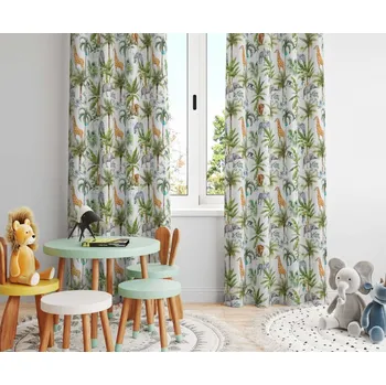 Závěs Bydlimekrasne.cz Hotový závěs s řasící páskou dětský blackout 145x150 cm safari