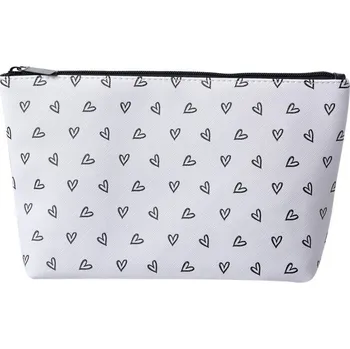 Kosmetická taška Bílo - černá toaletní taštička se srdíčky Heart - 26*6*16 cm