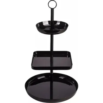 Etažér třípatrový, černý - GUSTA
