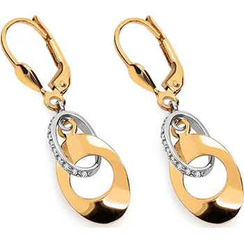 Náušnice Zlaté dvoubarevné náušnice se zirkony IZ14844 + dárkové balení LUXUS zdarma