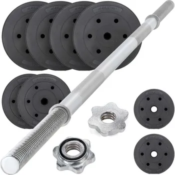 Set obouruční činky pro domácí cvičení a posilování, kov + beton + plast, 60,5 kg