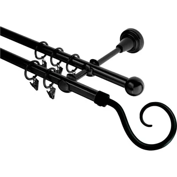 Garnýž kovová 340 cm dvouřadá - dvojitá 16 Hák černá