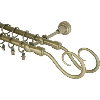 Garnýž kovová 440 cm dvouřadá - dvojitá 16 hák double zlatá antik