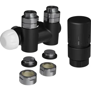 Isan 144L termostatická sada rohová středová pro kombinované zapojení levá černá mat O39SWAL144