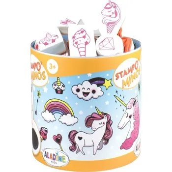 Hračka Dětská razítka s příběhem Aladine 18 ks - Jednorožci