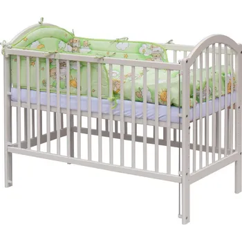 Scarlett Postýlka bílá borovice 120 x 60 cm s kompletní výbavou Mráček Zelená