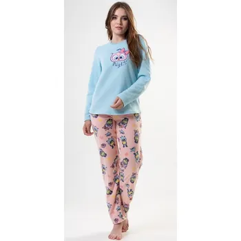 Dámské pyžamo Vienetta Secret Dámské pyžamo dlouhé Sovička mentol Barva: mentolová, Velikost: XL