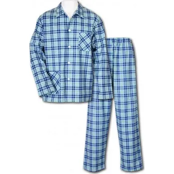 Pánské pyžamo Luiz Flanelové pánské pyžamo Jirka kostka modré Barva: Modrá, Velikost: 68