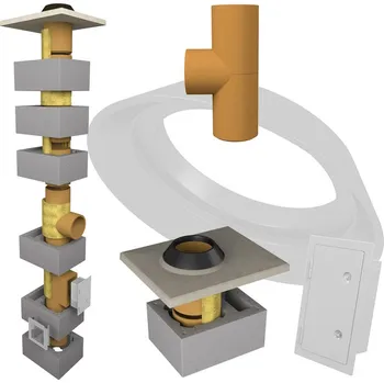 Komín CS komín Universal jednoprůduch s vent. šachtou Optimal 160 mm kouřovod 90° - 4,0 m