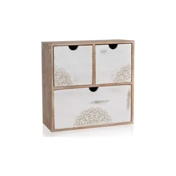 Úložný box HOME DECOR Polička RUSTIN WHITE, 3 šuplíky