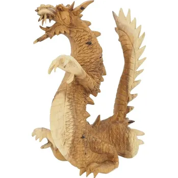 Soška Drak dřevo 32,5 cm natur