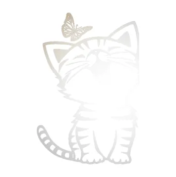 Samolepící dekorace SAMOLEPKA Kočka 038 levá s motýlkem (82 - odrazková reflexní bílá) NA AUTO, NÁLEPKA, FÓLIE, POLEP, TUNING, VLASTNÍ TEXT, TISK, AUTOSAMOLEPKY.cz, POLEPY, OBRÁZEK, LOGO, SAMOLEPKY